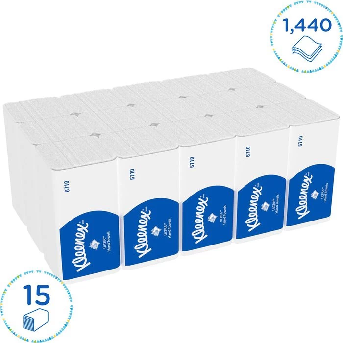 Kimberly-Clark Papierhandtücher Kleenex Ultra 6710, 3-lagig, Interfold-Falz, 21,5 X 31,8cm, 1440 Stück 5 Kimberly-Clark Papierhandtücher Kleenex Ultra 6710, 3-lagig, Interfold-Falz, 21,5 X 31,8cm, 1440 Stück – Bild 5