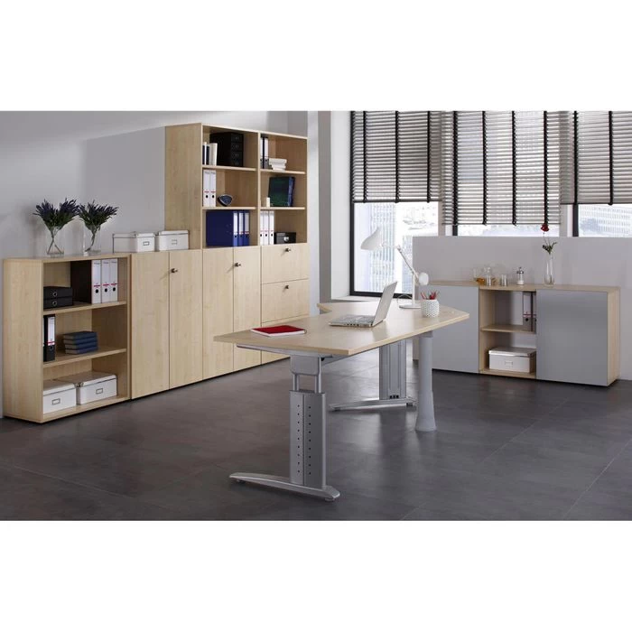 Hammerbacher Schreibtisch U-Serie, Verstellbar, 160 X 68-86 X 80cm, Ahorn / Silber 5 Hammerbacher Schreibtisch U-Serie, Verstellbar, 160 X 68-86 X 80cm, Ahorn / Silber – Bild 5