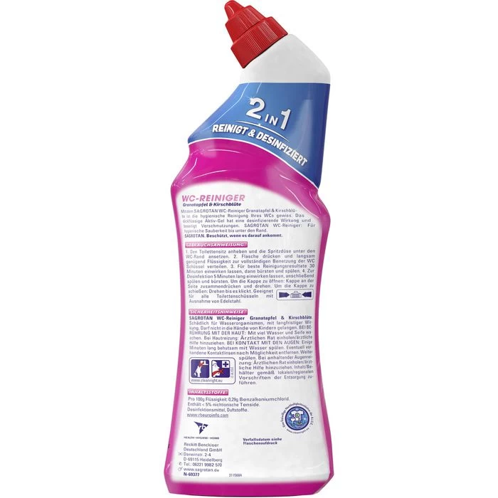 Sagrotan WC-Reiniger Gel Blütenfrische, Desinfiziert, 2in1, 750ml 3 Sagrotan WC-Reiniger Gel Blütenfrische, Desinfiziert, 2in1, 750ml – Bild 3