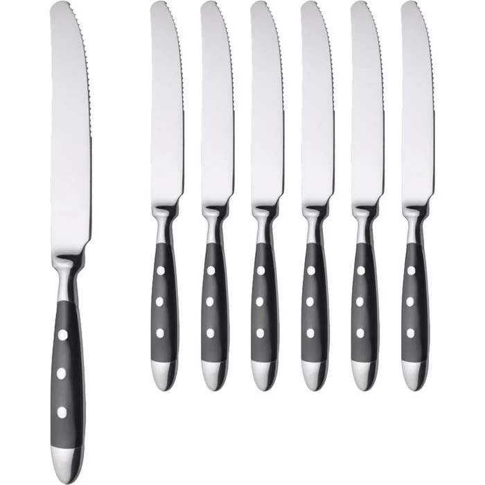Gräwe Menümesser Nürnberg, Edelstahl 18/0, Geschmiedet, Silber / Schwarz, 6 Stück 1 Gräwe Menümesser Nürnberg, Edelstahl 18/0, Geschmiedet, Silber / Schwarz, 6 Stück