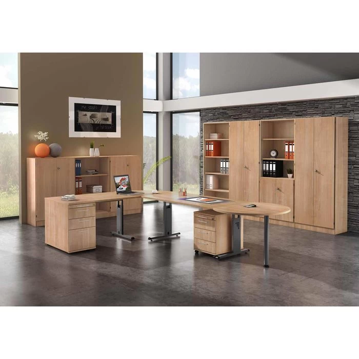 Hammerbacher Schreibtisch O-Serie, Verstellbar, 180 X 65-85 X 80, Nussbaum / Graphit 7 Hammerbacher Schreibtisch O-Serie, Verstellbar, 180 X 65-85 X 80, Nussbaum / Graphit – Bild 7