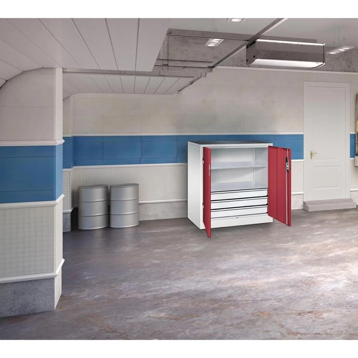 CP-Möbel Werkzeugschrank 8821-5035, Aus Metall, 3 Schübe, 2 Böden, Grau / Rot, 93 X 100 X 50cm 7 CP-Möbel Werkzeugschrank 8821-5035, Aus Metall, 3 Schübe, 2 Böden, Grau / Rot, 93 X 100 X 50cm – Bild 7