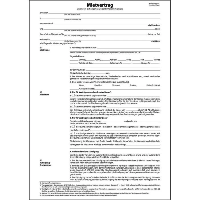 Sigel Mietvertrag MV466, DIN A4, Für Wohnräume Mit Hausordnung 6-seitig, 25 Stück 1 Sigel Mietvertrag MV466, DIN A4, Für Wohnräume Mit Hausordnung 6-seitig, 25 Stück