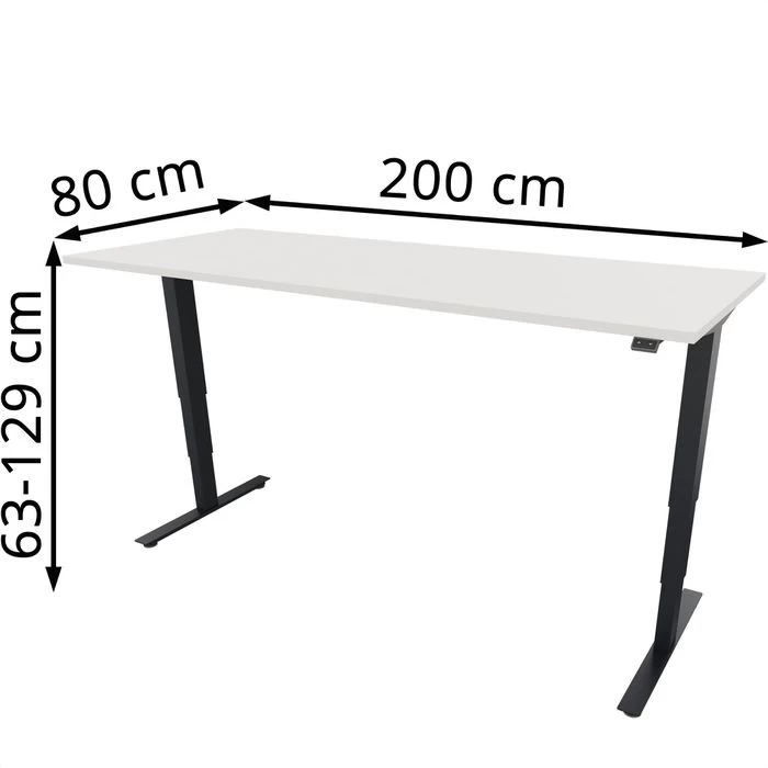 Fm-Büromöbel Schreibtisch Move 2.0, Diamantweiß, Elektrisch Höhenverstellbar, 200 X 63-129 X 80cm 2 Fm-Büromöbel Schreibtisch Move 2.0, Diamantweiß, Elektrisch Höhenverstellbar, 200 X 63-129 X 80cm – Bild 2
