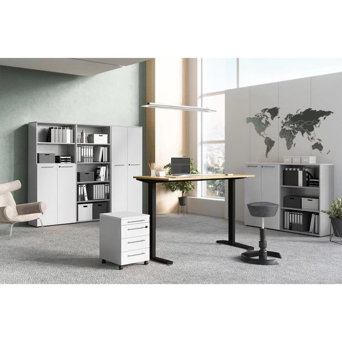 Germania Schreibtisch Agenda, 4240-582, Höhenverstellbar, 160 X 68-88 X 80 Cm, Eiche 2 Germania Schreibtisch Agenda, 4240-582, Höhenverstellbar, 160 X 68-88 X 80 Cm, Eiche – Bild 2