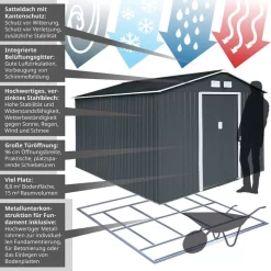 Svita Geräteschuppen 95632, 8,25m², 277 X 319 X 192 Cm (BxTxH), Metall -Produkte Für Zuhause 92705513d312775894a2f06d7ee1c1fdcf9e23f1 geraeteschuppen svita 95632 8 25 m2