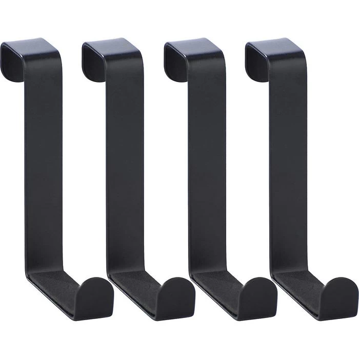 Wenko Kleiderhaken 23175100, Für Die Tür, Schwarz, Metall, 1 Haken, 4 Stück 1 Wenko Kleiderhaken 23175100, Für Die Tür, Schwarz, Metall, 1 Haken, 4 Stück