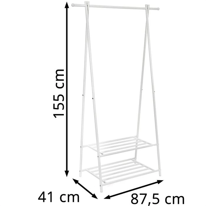 Songmics Garderobenständer HSR05W, Mit Schuhablage, Metall, Weiß 2 Songmics Garderobenständer HSR05W, Mit Schuhablage, Metall, Weiß – Bild 2