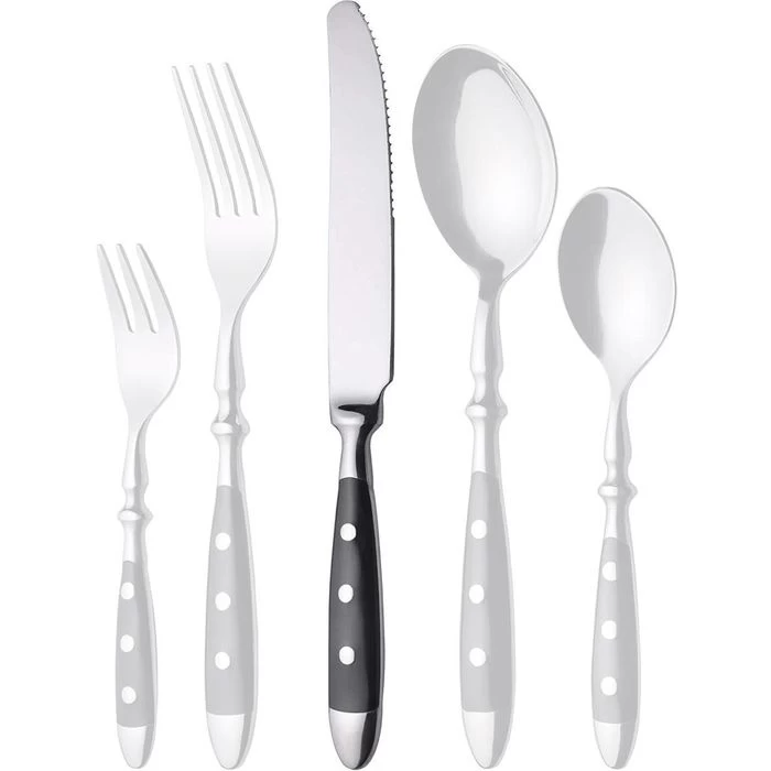 Gräwe Menümesser Nürnberg, Edelstahl 18/0, Geschmiedet, Silber / Schwarz, 6 Stück 2 Gräwe Menümesser Nürnberg, Edelstahl 18/0, Geschmiedet, Silber / Schwarz, 6 Stück – Bild 2