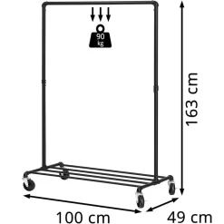 Songmics Garderobenständer HSR61BK, Bis 90 Kg, Mit Rollen, Metall, Schwarz -Produkte Für Zuhause 9c84b62886f21d8a6f49e1ede5fb82d66d907994 garderobenstaender songmics hsr61bk bis 90 kg