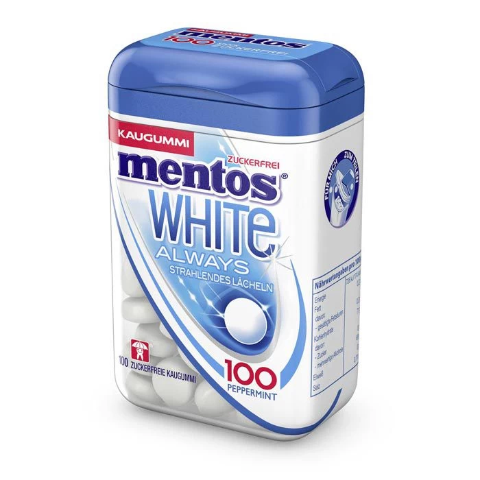 Mentos Kaugummis Always White Peppermint, 100 Dragees 3 Mentos Kaugummis Always White Peppermint, 100 Dragees – Bild 3