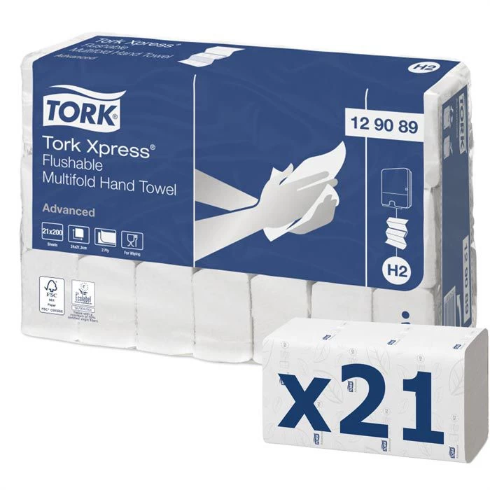 Tork Papierhandtücher Xpress Advanced, 129089, H2, 2-lagig, Interfold-Falz, 21,3 X 25,5cm, 4200 Stück 1 Tork Papierhandtücher Xpress Advanced, 129089, H2, 2-lagig, Interfold-Falz, 21,3 X 25,5cm, 4200 Stück