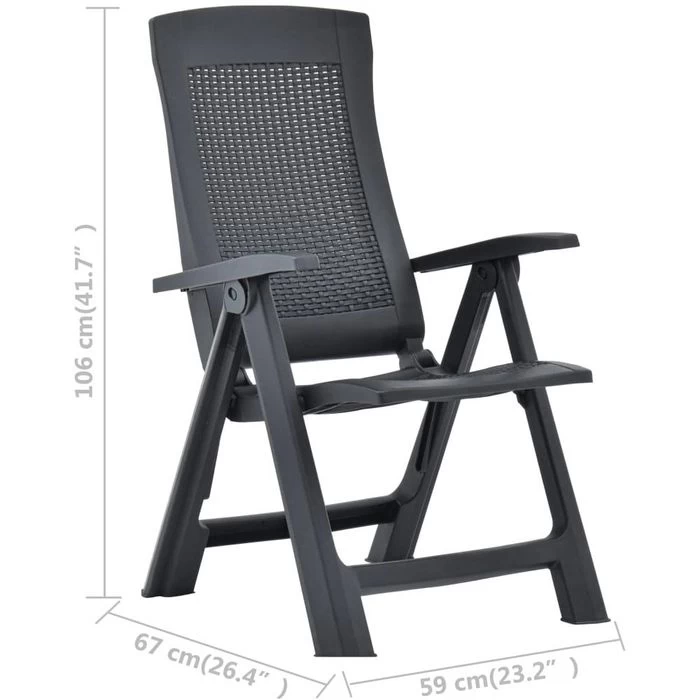 VidaXL Gartenstuhl 48761, Kunststoff, Hochlehner,verstellbar,anthrazit,klappbar,2 Stück 8 VidaXL Gartenstuhl 48761, Kunststoff, Hochlehner,verstellbar,anthrazit,klappbar,2 Stück – Bild 8