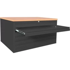 Lüllmann Planschrank 565319, DIN A0, 6 Schübe, 140 X 62 X 95 Cm, Schwarz / Buche