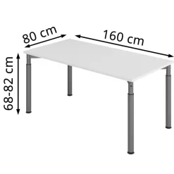 Hammerbacher Schreibtisch Y-Serie, Verstellbar, 160 X 68-82 X 80, Lichtgrau / Graphit -Produkte Für Zuhause a5b74b5c9faacb84fd2dde960a1e7ced2f9104ee schreibtisch hammerbacher y serie