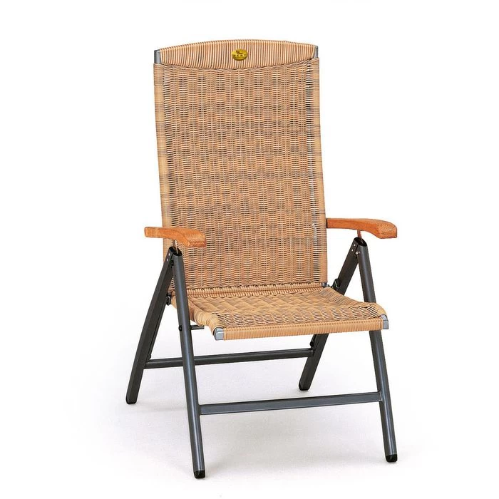 BEST Gartenstuhl Romantica, Polyrattan/Teakholz, Hochlehner, Verstellbar, Natur, Klappbar 1 BEST Gartenstuhl Romantica, Polyrattan/Teakholz, Hochlehner, Verstellbar, Natur, Klappbar