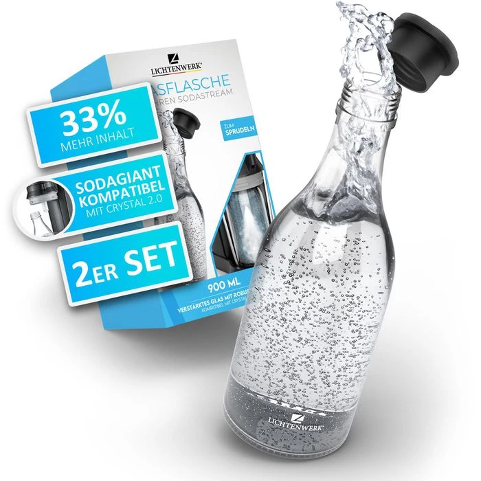 Lichtenwerk Karaffe SodaGiant Glasflasche, Set, Mit Deckel, 2x 0,9 Liter 1 Lichtenwerk Karaffe SodaGiant Glasflasche, Set, Mit Deckel, 2x 0,9 Liter