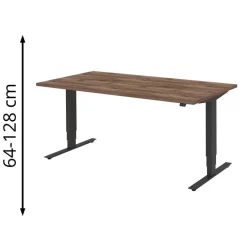 Röhr Schreibtisch Quantum, Flagstaff Eiche, Elektrisch Höhenverstellbar, 180 X 64-128 X 80cm