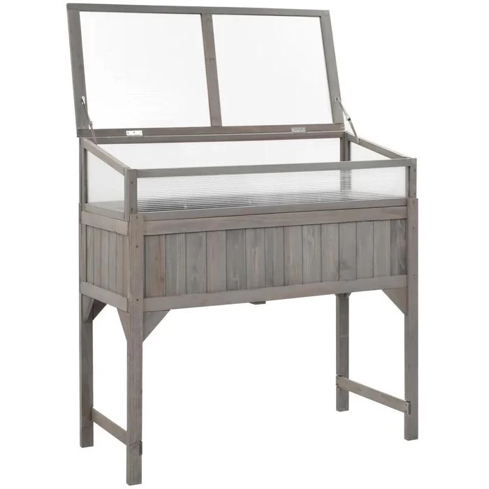 VidaXL Hochbeet 45531, Grau, 120 X 54 X 120 Cm, Tannenholz, Mit Abdeckung 4 VidaXL Hochbeet 45531, Grau, 120 X 54 X 120 Cm, Tannenholz, Mit Abdeckung – Bild 4