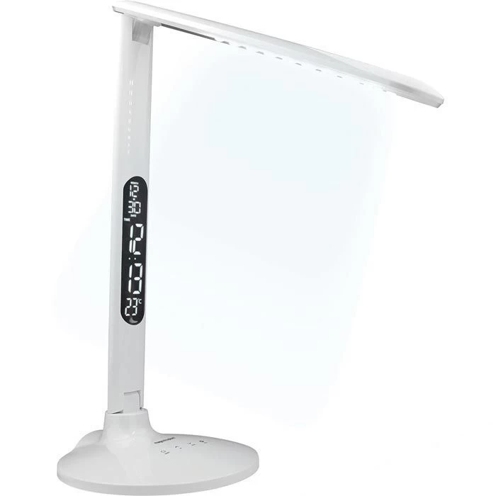 Magnetoplan Schreibtischlampe Lumos Strato LED, Dimmbar, Uhr, Temperatur, Kalender, Standfuß, Weiß 2 Magnetoplan Schreibtischlampe Lumos Strato LED, Dimmbar, Uhr, Temperatur, Kalender, Standfuß, Weiß – Bild 2