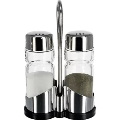APS Salz-und-Pfefferstreuer Economic, Set, Mit Menage, Aus Edelstahl / Glas, Transparent