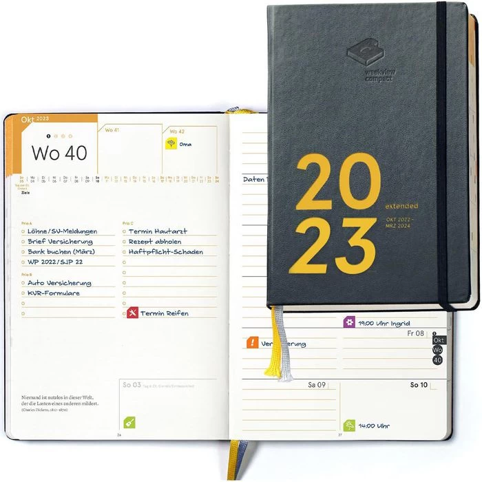 Weekview Buchkalender Compact Extended, Notizkalender, 1 Woche Auf 2 Seiten, Hardcover, B6 1 Weekview Buchkalender Compact Extended, Notizkalender, 1 Woche Auf 2 Seiten, Hardcover, B6