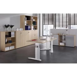 Hammerbacher Schreibtisch U-Serie, L- Form, Verstellbar, 200 X 68-86 X 120cm, Eiche / Weiß -Produkte Für Zuhause b6e85644bad698e787712c4f9b4ee60a49db625b schreibtisch hammerbacher u serie l form