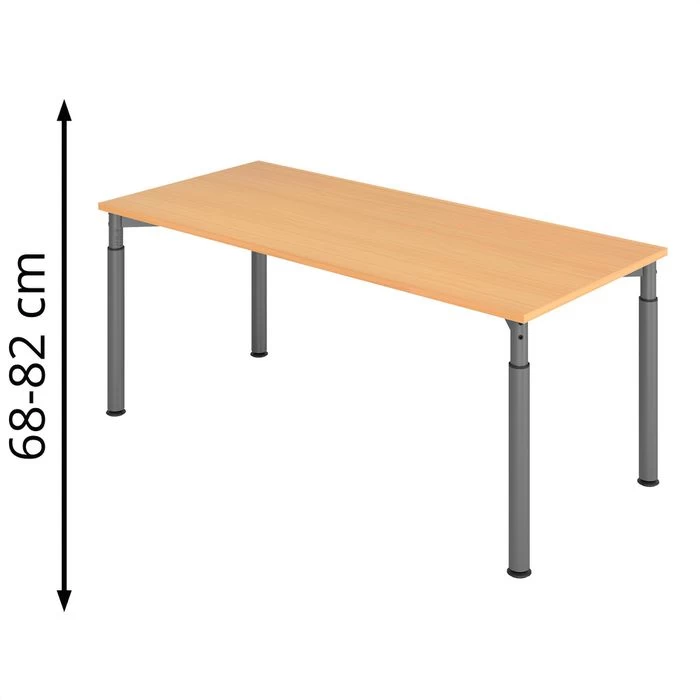 Hammerbacher Schreibtisch Y-Serie, Verstellbar, 180 X 68-82 X 80cm, Buche / Graphit 1 Hammerbacher Schreibtisch Y-Serie, Verstellbar, 180 X 68-82 X 80cm, Buche / Graphit