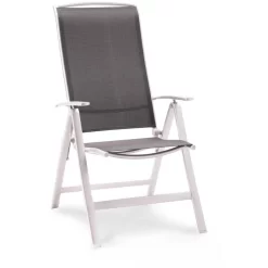 BEST Gartenstuhl Palermo, Stoff, Hochlehner, Verstellbar, Grau, Klappbar