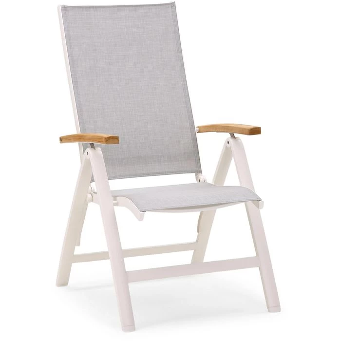 BEST Gartenstuhl Cavalese, Stoff/Teakholz, Hochlehner, Verstellbar, Grau, Klappbar 1 BEST Gartenstuhl Cavalese, Stoff/Teakholz, Hochlehner, Verstellbar, Grau, Klappbar