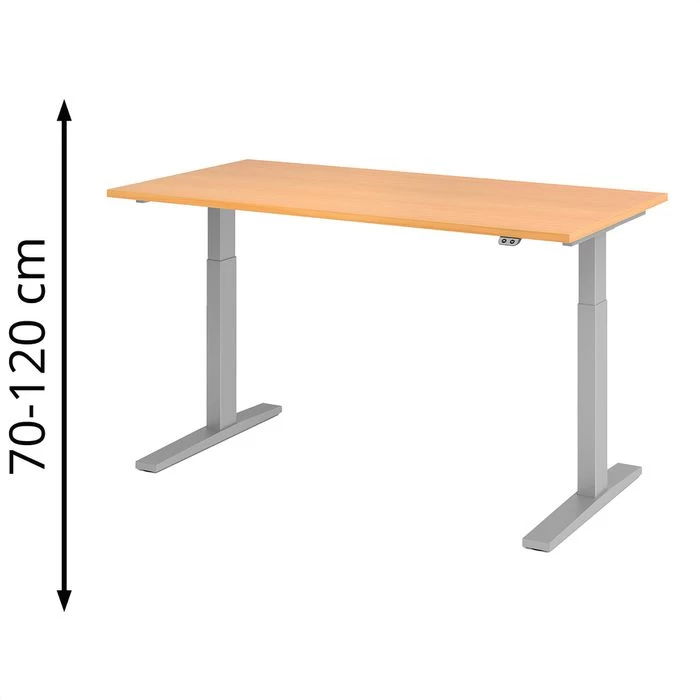 Hammerbacher Schreibtisch XMKA 16, Buche, Elektrisch Höhenverstellbar, 160 X 70-120 X 80cm 1 Hammerbacher Schreibtisch XMKA 16, Buche, Elektrisch Höhenverstellbar, 160 X 70-120 X 80cm