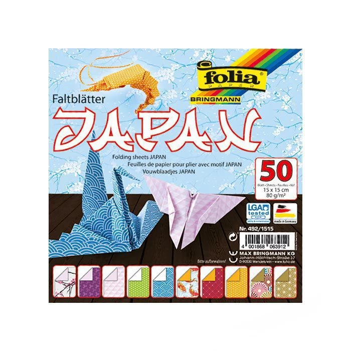 Folia Faltblätter 492/1515 Japan, 15 X 15cm, 80g/qm, 10 Motive Sortiert, 50 Blatt 1 Folia Faltblätter 492/1515 Japan, 15 X 15cm, 80g/qm, 10 Motive Sortiert, 50 Blatt