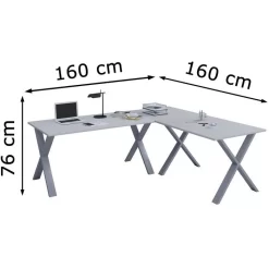 VCM Schreibtisch Lona, 916543, Grau, Maße: 160 X 160 X 80cm, L-Form -Produkte Für Zuhause c238edc482aec373286701eb25f572074fcdc333 schreibtisch vcm lona 916543 grau