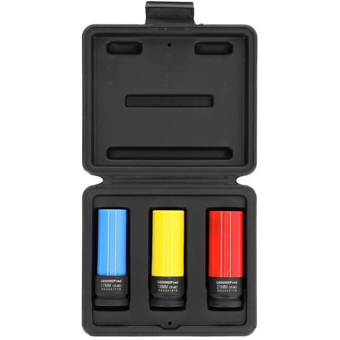 GEDORE-Red Steckschlüssel R63043003, 3-teilig, 17, 19, 21mm Schlüsselweite - 86mm Länge, 1/2 Zoll 1 GEDORE-Red Steckschlüssel R63043003, 3-teilig, 17, 19, 21mm Schlüsselweite - 86mm Länge, 1/2 Zoll