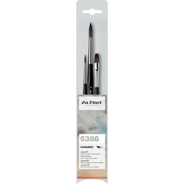 Da Vinci Da-Vinci Pinsel Casaneo 5386 Aquarellpinsel, 3 Stück, Haarpinsel Flach Und Rund, Größe 4 Und 8 2 Da Vinci Da-Vinci Pinsel Casaneo 5386 Aquarellpinsel, 3 Stück, Haarpinsel Flach Und Rund, Größe 4 Und 8 – Bild 2