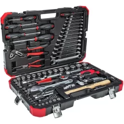 GEDORE-Red Werkzeugkoffer Steckschlüssel R46003100, 100-teilig, Im Kunststoff Klappkoffer, 1/4+1/2Zoll
