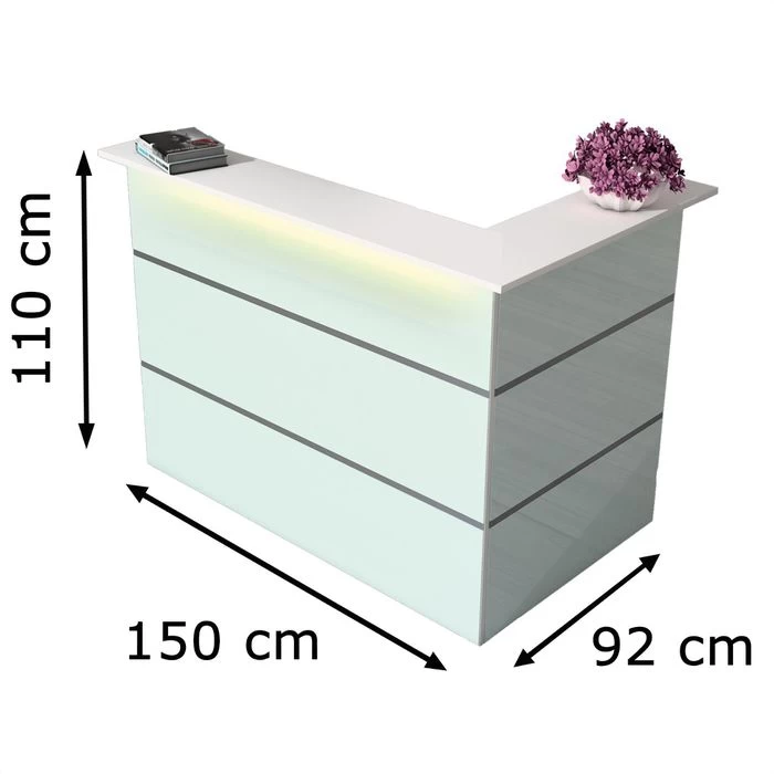 Kerkmann Empfangstheke Atlantis, Weiß / Weiß, 150 X 110 X 92cm, Kompakttheke 2 Kerkmann Empfangstheke Atlantis, Weiß / Weiß, 150 X 110 X 92cm, Kompakttheke – Bild 2