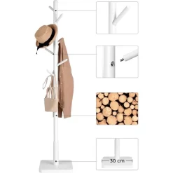 Vasagle Garderobenständer RCR010W02, Mit 8 Haken, Holz, Weiß -Produkte Für Zuhause cd173b44973391d62a94b01a7a55acb3274dc99c garderobenstaender vasagle rcr010w02