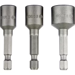 Bosch Steckschlüssel 2608551078, 3-teilig, 8 - 13mm Schlüsselweite - 50mm Länge, 1/4 Zoll