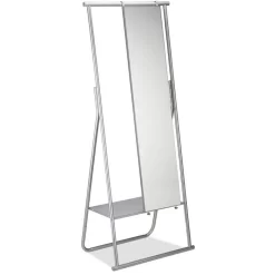 Relaxdays Garderobenständer 10022580, Mit Ablage & Spiegel, Metall, Silber