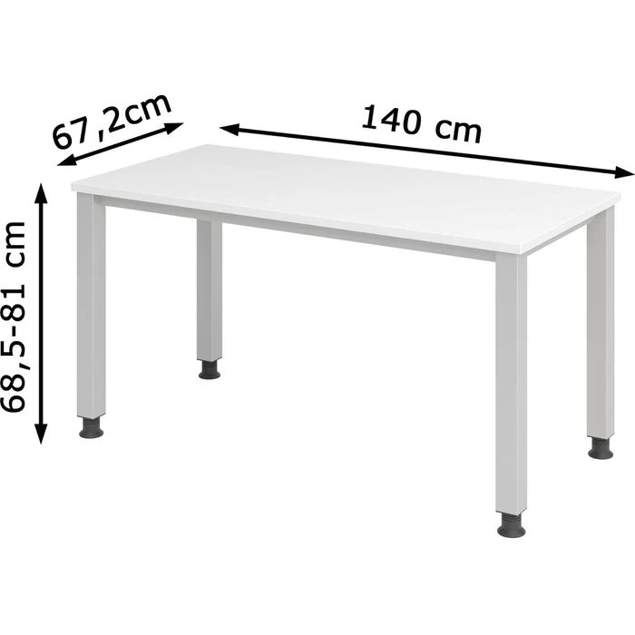 Hammerbacher Schreibtisch Q-Serie, Weiß, Verstellbar, 140 X 68,5-81 X 67,2cm, Mini Office 3 Hammerbacher Schreibtisch Q-Serie, Weiß, Verstellbar, 140 X 68,5-81 X 67,2cm, Mini Office – Bild 3