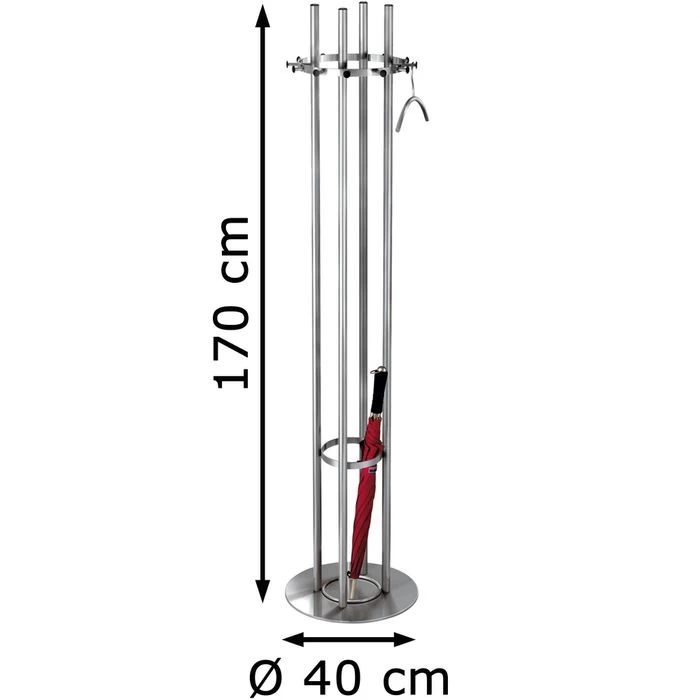 Kerkmann Garderobenständer Aristo, 6045, Mit 12 Haken, Edelstahl, Silber 2 Kerkmann Garderobenständer Aristo, 6045, Mit 12 Haken, Edelstahl, Silber – Bild 2