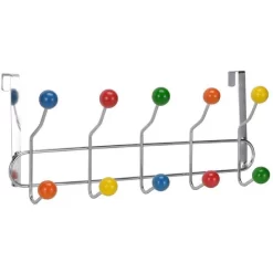 Böttcher-AG Kleiderhaken Für Die Tür, Metall / Kunststoff, Silber / Bunt, 10 Haken