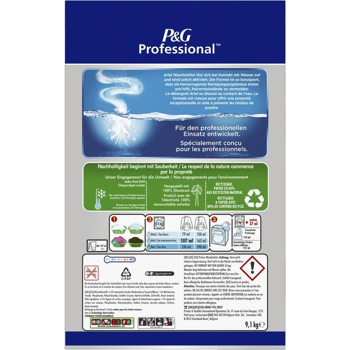 Ariel Waschmittel Professional Vollwaschmittel, Pulver, 9,1 Kg, 140 Waschladungen 3 Ariel Waschmittel Professional Vollwaschmittel, Pulver, 9,1 Kg, 140 Waschladungen – Bild 3