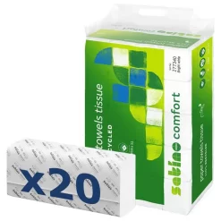 Satino Papierhandtücher Comfort 277340, Weiß, 2-lagig, Interfold-Falz, 20,6 X 32 Cm, 3000 Stück