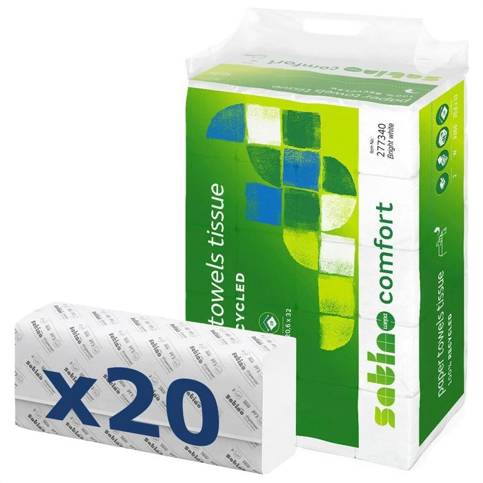 Satino Papierhandtücher Comfort 277340, Weiß, 2-lagig, Interfold-Falz, 20,6 X 32 Cm, 3000 Stück 1 Satino Papierhandtücher Comfort 277340, Weiß, 2-lagig, Interfold-Falz, 20,6 X 32 Cm, 3000 Stück