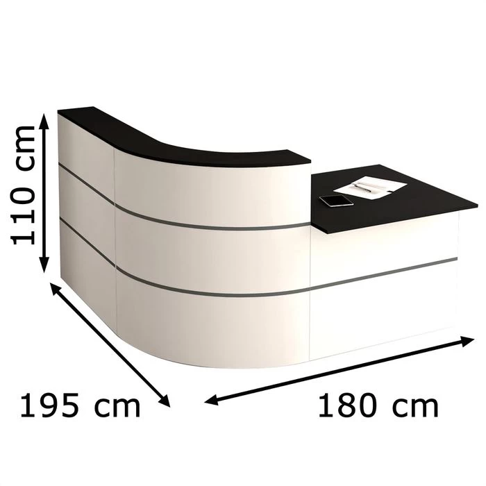 Kerkmann Empfangstheke Cento 4, 3853, Winkeltheke, Weiß / Anthrazit, 195 X 110 X 180cm, M. Anbautisch 2 Kerkmann Empfangstheke Cento 4, 3853, Winkeltheke, Weiß / Anthrazit, 195 X 110 X 180cm, M. Anbautisch – Bild 2