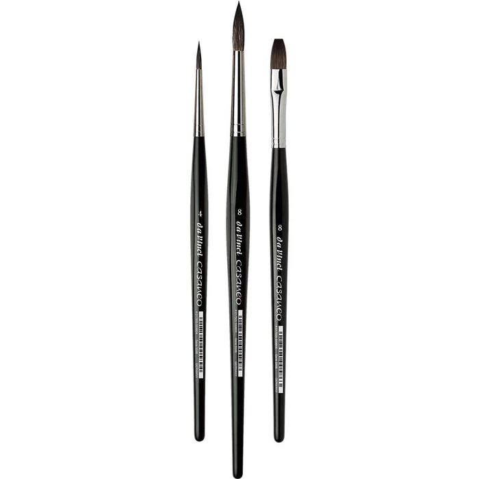 Da Vinci Da-Vinci Pinsel Casaneo 5386 Aquarellpinsel, 3 Stück, Haarpinsel Flach Und Rund, Größe 4 Und 8 1 Da Vinci Da-Vinci Pinsel Casaneo 5386 Aquarellpinsel, 3 Stück, Haarpinsel Flach Und Rund, Größe 4 Und 8