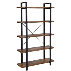Vasagle Bücherregal LLS55BX, Braun, Vintage, Aus Metall / Holz, 105 X 177,5 X 33,5cm, 5 Ebenen