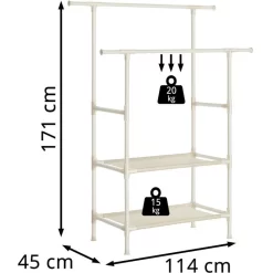 Songmics Garderobenständer RDR02WT, Bis 70 Kg, Mit 2 Kleiderstangen Und 2 Ablagen, Metall, Weiß -Produkte Für Zuhause ef45fc127ae36f2a40853e2390a629e0adb211c0 garderobenstaender songmics rdr02wt bis 70 kg